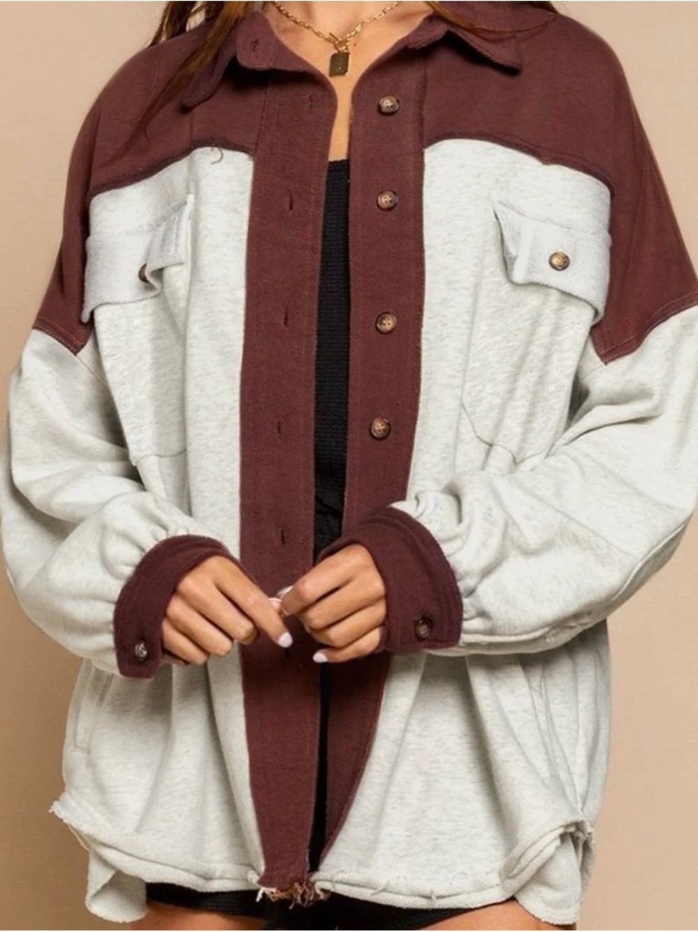 POL Button down Shacket Oversized Size Small
